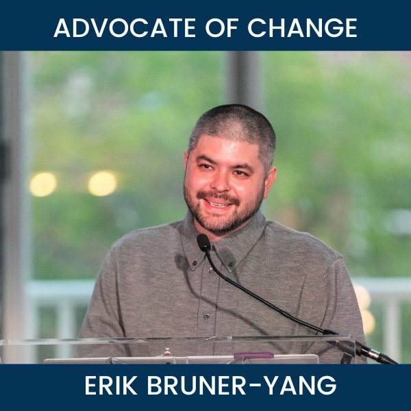 Advocate of Change Awardee Erik Bruner-Yang gives remarks at Standing With Immigrants 2024.