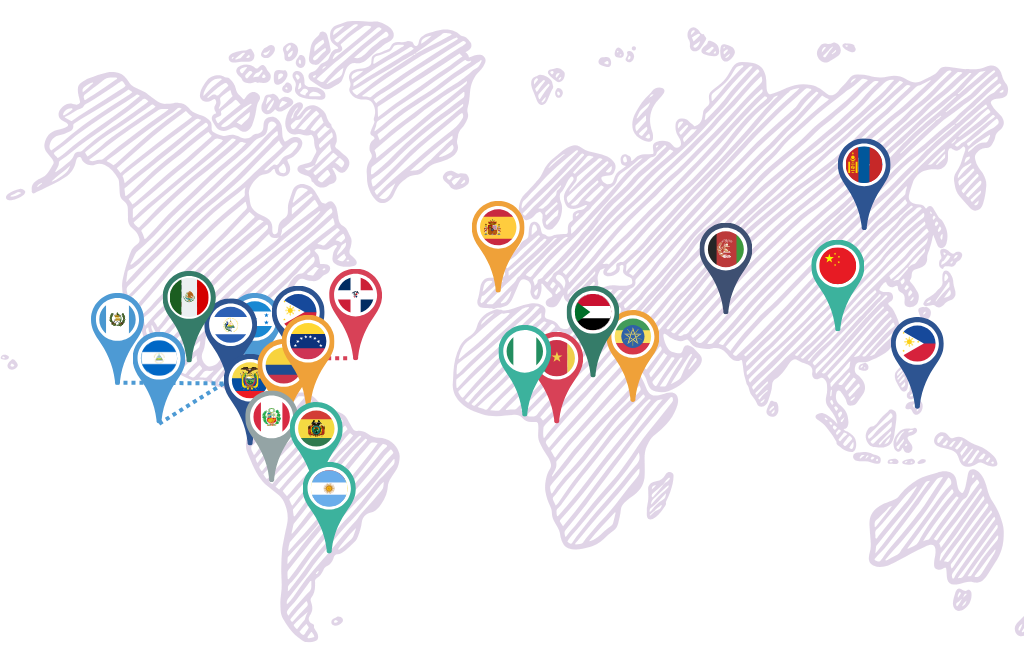 map showing where Ayuda's Pro Bono clients in 2026 immigrated from